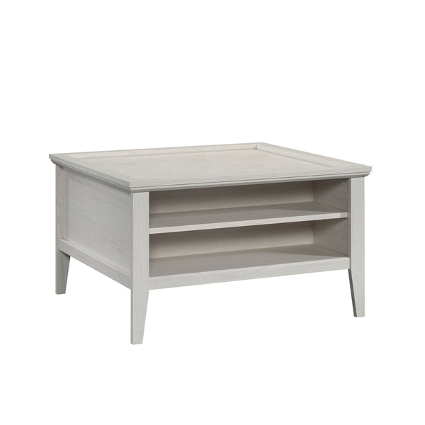 English Elm Coffee Table with Spacious Drawer and Open Shelf, Engineered Wood, Rustic-Modern Farmhouse Charm, Sturdy Design LIGHT GREY B356P354459