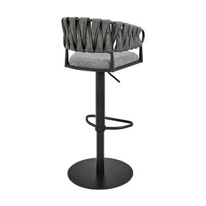 English Elm Blaise Swivel Barstool Adjustable Gas Lift Counter Seat Gray Fabric Black Metal Frame B2736P464827