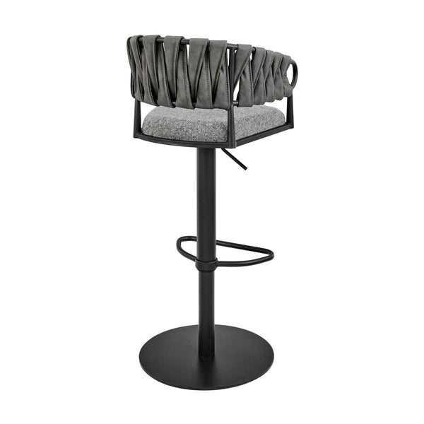 English Elm Blaise Swivel Barstool Adjustable Gas Lift Counter Seat Gray Fabric Black Metal Frame B2736P464827