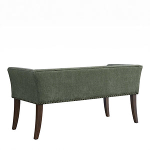 JLA Home Madison Park - 49.5" Welburn Upholstered Bench with Low Back, Nailhead Trim & Wood Legs for Entryway Seating Green MP105-1267