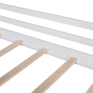 English Elm Twin House Loft Bed with Slide Chalkboard Panel and Led Roofline for Kids White WF324323AAK