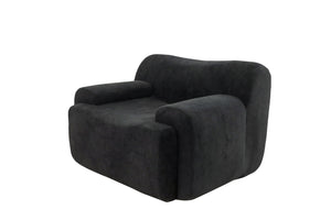 English Elm Wide Chenille Accent Chair Oversized Cozy Seat for Bedroom Living or Studio Spaces Black W5385P433243