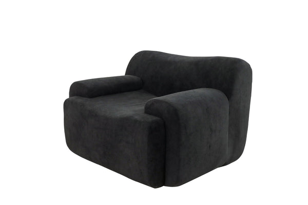 English Elm Wide Chenille Accent Chair Oversized Cozy Seat for Bedroom Living or Studio Spaces Black W5385P433243