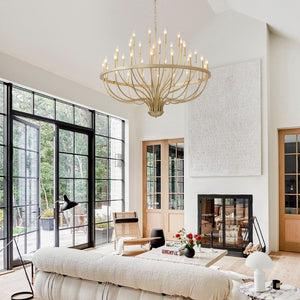 English Elm 36-light Matte Black Iron Candle Chandelier Farmhouse Industrial Style for Large Dining Rooms W5008P464950