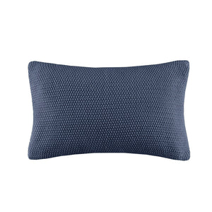 JLA Home INK+IVY - Oblong Knit Pillow Cover with Hidden Zipper — Ultra-Soft Acrylic Texture for Cozy Cottage Style Indigo II30-1148