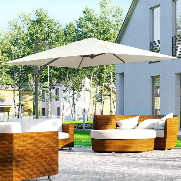 English Elm Outsunny 8Ft Cantilever Patio Umbrella With 360° Rotation & 3-Position Tilt For Ultimate Shade Comfort W2225P200786-GIGA