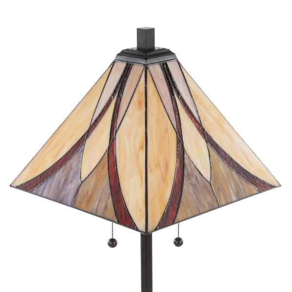English Elm 63" Tiffany Style Floor Lamp with Stained Green Glass and Bronze Finish B202P471645