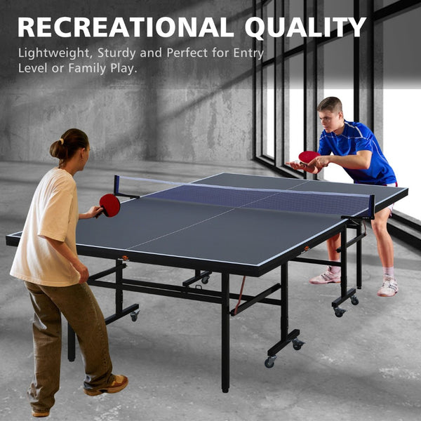 English Elm Double Fish Foldable 9 Ft Mdf Ping Pong Table with Net Paddles Balls Solo Play W3087P250957