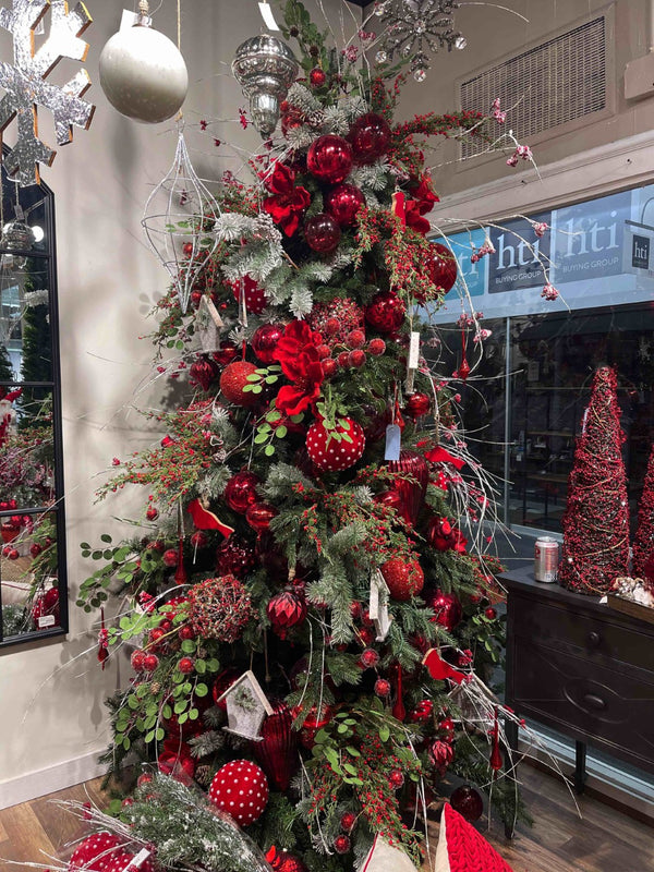 English Elm D3.9" Beaded Flocked Christmas Ball Ornaments Set of 6 Textured Holiday Tree Accents W2078P257513