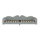 English Elm Twin Size Upholstered Daybed, Sherpa Fabric Sofabed With Cloud-Shaped Backrest, No Box-Spring Needed, Gray