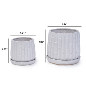 English Elm Set Of 2 Elegant White Ceramic Planters - Modern 7" Flowerpots For Indoor & Outdoor Decor W3273P322304-GIGA