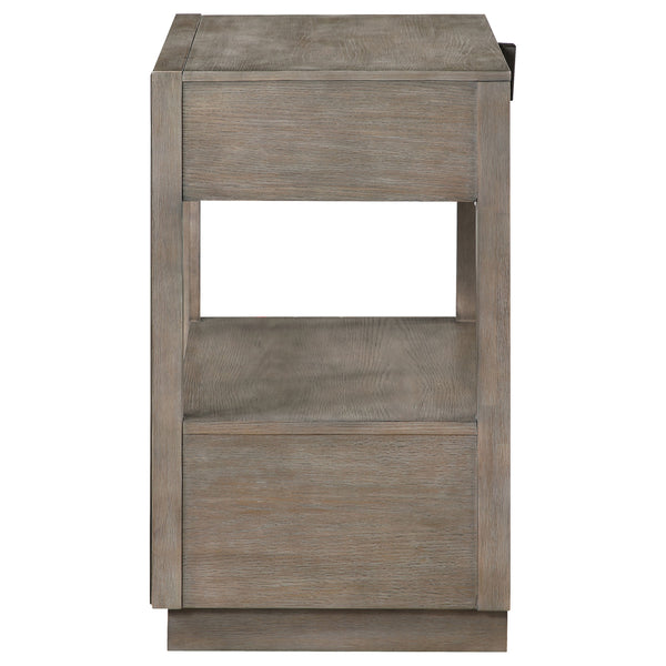 English Elm Prescott Modern Taupe Oak Nightstand with Mitered Trim, 2 Drawers + Open Shelf for Stylish Storage B062P375999