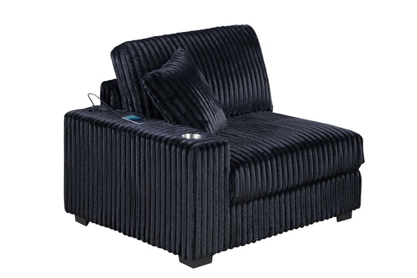 English Elm Contemporary Six Piece Modular Sectional in Jumbo Corduroy with Usb Port and Cup Holders B011S02234