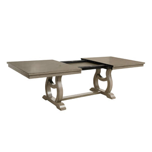 English Elm Classic Oak Veneer Trestle Dining Table Seats Eight with a Self-storing Leaf B011S02336