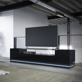 Vanderbilt 85.43" TV Stand in Black Gloss and Black Matte 17553 Manhattan Comfort