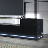 Vanderbilt 85.43" TV Stand in Black Gloss and Black Matte 17553 Manhattan Comfort