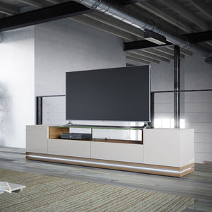 Vanderbilt 85.43" TV Stand in Off White and Maple Cream 17554 Manhattan Comfort