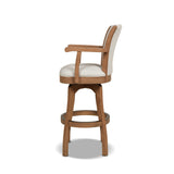 English Elm Williams 31In Swivel Bar Stool With Armrests, White Pepper Stain Resistant High Performance Polyester