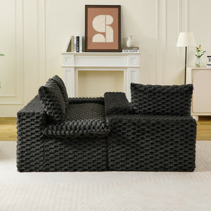 English Elm Luxury Turtle Velvet Multifunctional Sofa - Modular 4-Seat Design, Ergonomic Sponge Cushions, 400lbs Capacity, Stylish Living Room Centerpiece W3371S00035