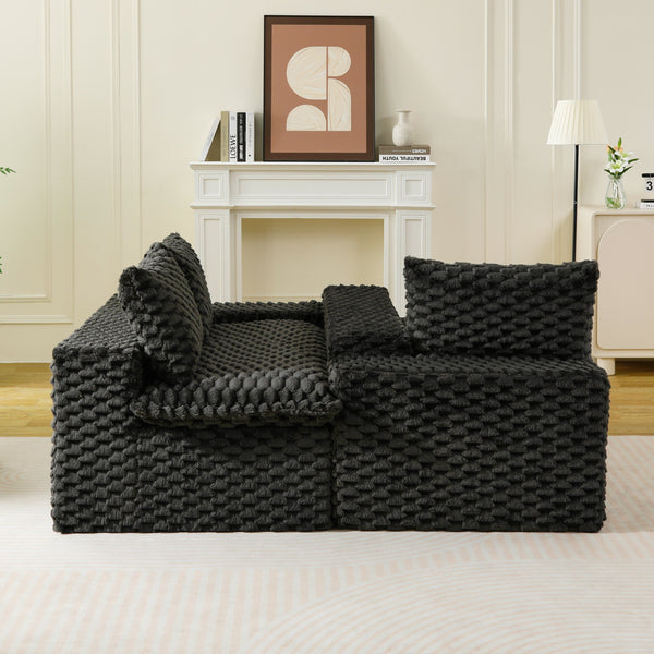 English Elm Luxury Turtle Velvet Multifunctional Sofa - Modular 4-Seat Design, Ergonomic Sponge Cushions, 400lbs Capacity, Stylish Living Room Centerpiece W3371S00035