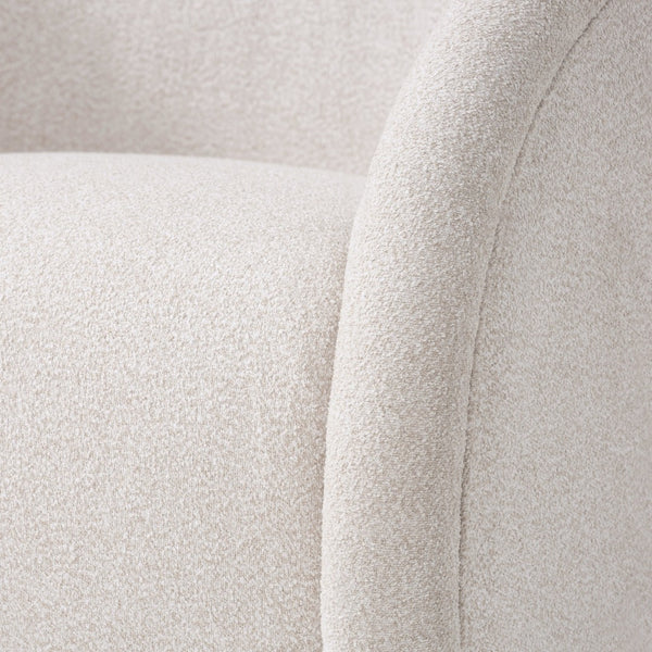 English Elm Sabbo Bouclé Swivel Accent Chair Walnut Wood Base Cozy Reading Nook Seating Beige,Walnut N767P388923B