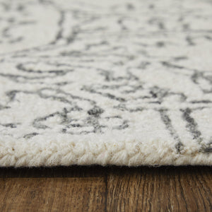 Feizy Rugs Belfort Hand-tufted Wool Rug - Timeless Transitional Designs With Floral & Damask Motifs For Elegance White,Gray Wool 8698778fivychlf00