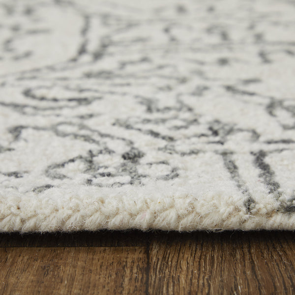 Feizy Rugs Belfort Hand-tufted Wool Rug - Timeless Transitional Designs With Floral & Damask Motifs For Elegance White,Gray Wool 8698778fivychlf00