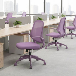 English Elm Ergonomic Mesh Back Task Chair with Flip Armrests High Density Foam Seat 500lb Capacity Purple W5280P464446