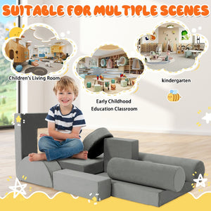 English Elm 14pcs Modular Foam Play Couch Set Convertible Toddler Fort Builder for Playrooms Dark Gray T5880P493428