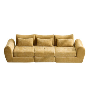 English Elm Modular Cloud Sectional Sofa Bed with Flannelette Upholstery for Flexible Living Yellow W1829S00077