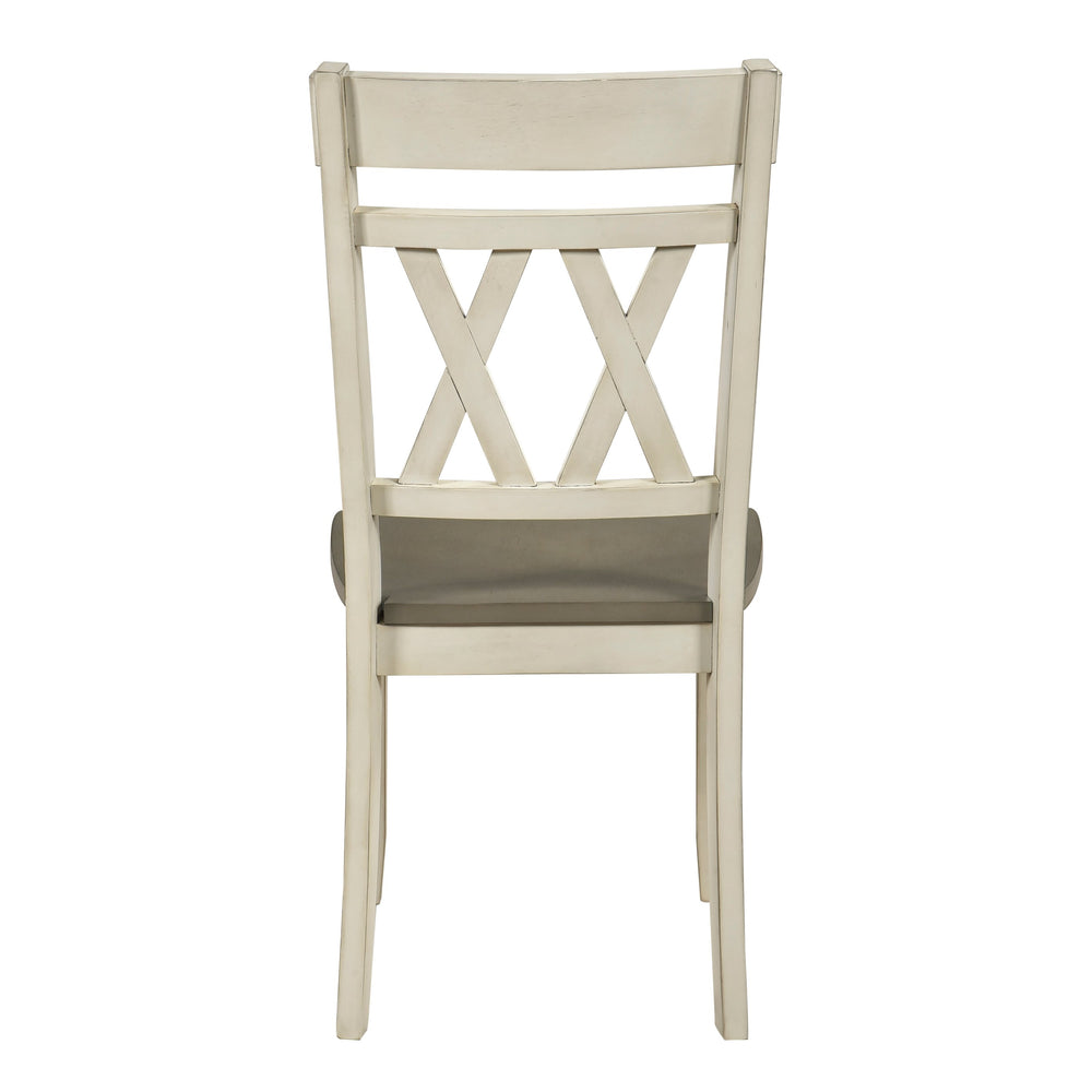 English Elm Contemporary Farmhouse 5-Piece Round Dining Set With X-Back Chairs In Antique White & Gray Finish B011S02023