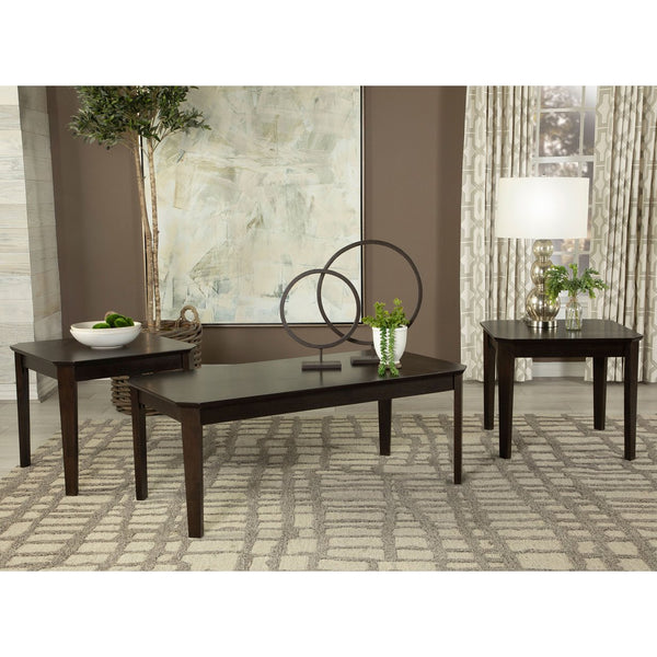 English Elm Amaro Dark Brown 3-Piece Coffee & End Table Set — Sleek Okume Veneer, Slim Legs, Durable Rubberwood Finish B062P344952