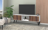 Manhattan Comfort Doyers Mid-Century Modern TV Stand White and Nut Brown 175AMC188