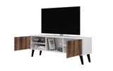 Manhattan Comfort Doyers Mid-Century Modern TV Stand White and Nut Brown 175AMC188