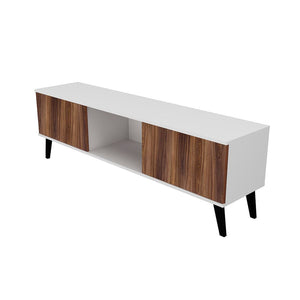 Manhattan Comfort Doyers Mid-Century Modern TV Stand White and Nut Brown 175AMC188
