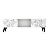 Manhattan Comfort Doyers Mid-Century Modern TV Stand White and Marble Stamp 175AMC208