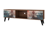 Manhattan Comfort Doyers Mid-Century Modern TV Stand Multi Color Red and Blue 175AMC213