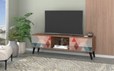 Manhattan Comfort Doyers Mid-Century Modern TV Stand Multi Color Red and Blue 175AMC213