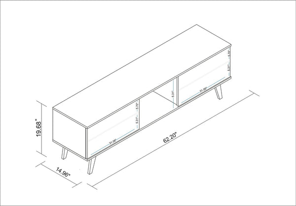 Manhattan Comfort Doyers Mid-Century Modern TV Stand Multi Color Red and Blue 175AMC213