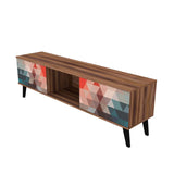 Manhattan Comfort Doyers Mid-Century Modern TV Stand Multi Color Red and Blue 175AMC213