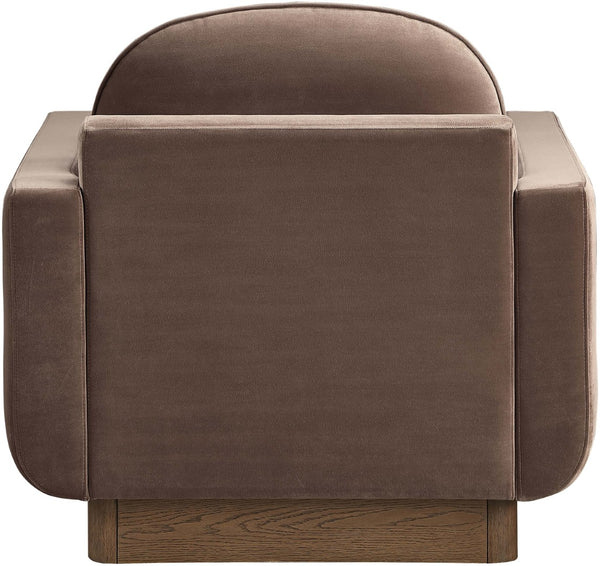 Meridian Furniture Diviento Sculptural Velvet Accent Chair with Walnut Base for Modern Living Room Comfort Brown 175Brown-C