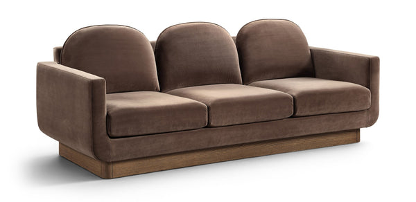 Meridian Furniture Diviento Sculptural Velvet Sofa with Walnut Base for Modern Contemporary Living Rooms Brown 175Brown-S