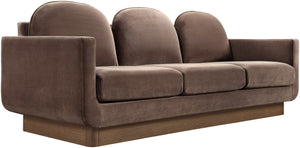Meridian Furniture Diviento Sculptural Velvet Sofa with Walnut Base for Modern Contemporary Living Rooms Brown 175Brown-S