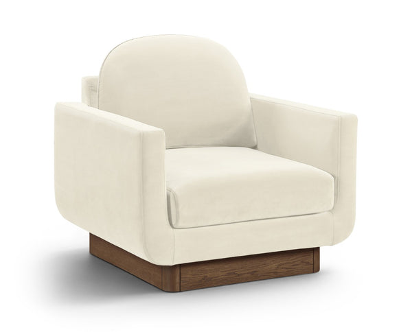 Meridian Furniture Diviento Sculptural Velvet Accent Chair with Walnut Base for Modern Living Room Comfort Cream 175Cream-C