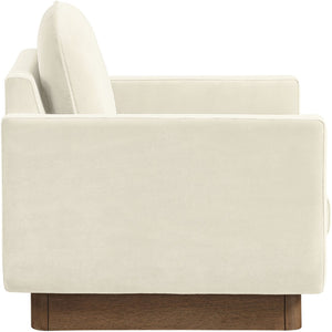 Meridian Furniture Diviento Sculptural Velvet Accent Chair with Walnut Base for Modern Living Room Comfort Cream 175Cream-C