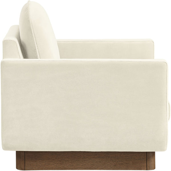 Meridian Furniture Diviento Sculptural Velvet Accent Chair with Walnut Base for Modern Living Room Comfort Cream 175Cream-C