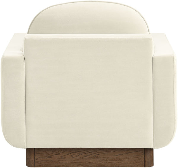 Meridian Furniture Diviento Sculptural Velvet Accent Chair with Walnut Base for Modern Living Room Comfort Cream 175Cream-C
