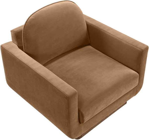 Meridian Furniture Diviento Sculptural Velvet Accent Chair with Walnut Base for Modern Living Room Comfort Saddle 175Saddle-C