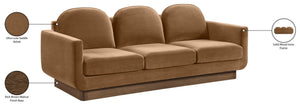 Meridian Furniture Diviento Sculptural Velvet Sofa with Walnut Base for Modern Contemporary Living Rooms Saddle 175Saddle-S