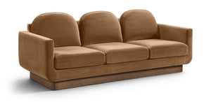 Meridian Furniture Diviento Sculptural Velvet Sofa with Walnut Base for Modern Contemporary Living Rooms Saddle 175Saddle-S